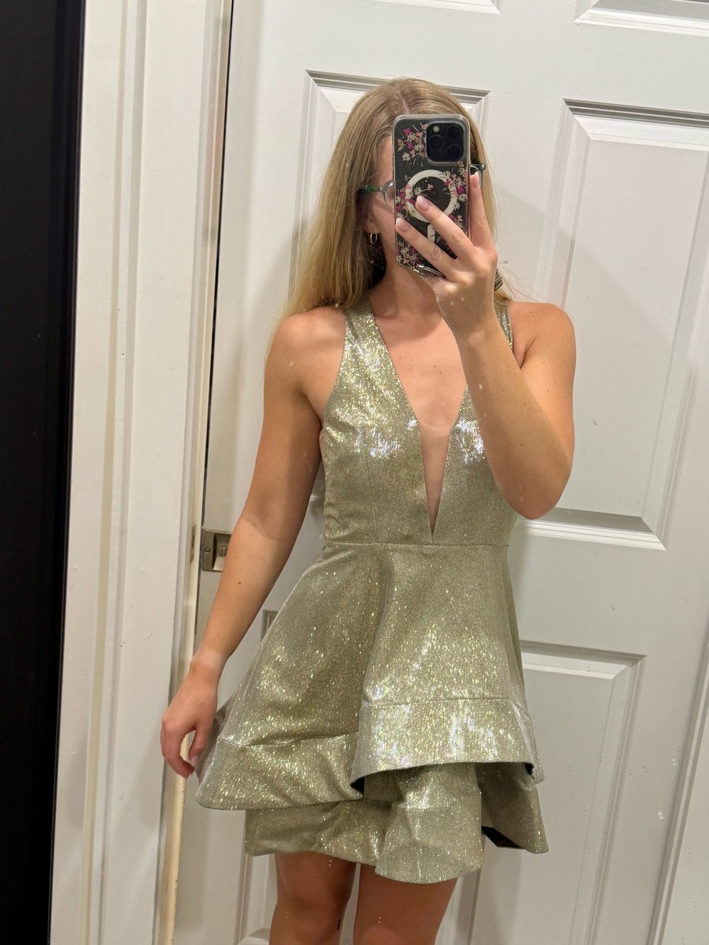 Ya Ya & Co. Metalic Gold Fit& Flare Dress- Size Small/ Party/ Cocktail/ Wesding
